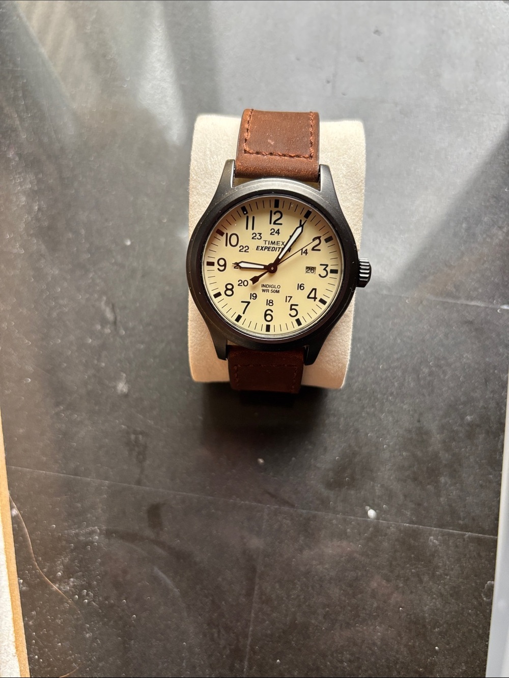 Timex Watch - Cream Dial with Brown Leather Strap